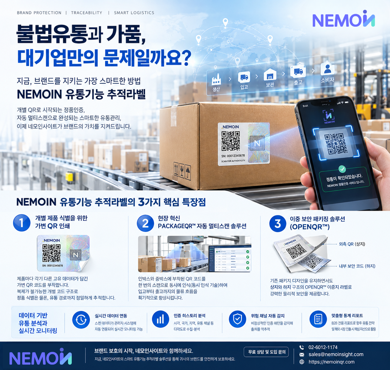 유통기능 추적라벨로 불법유통 완전 차단! NEMOIN 스마트 유통관리 솔루션